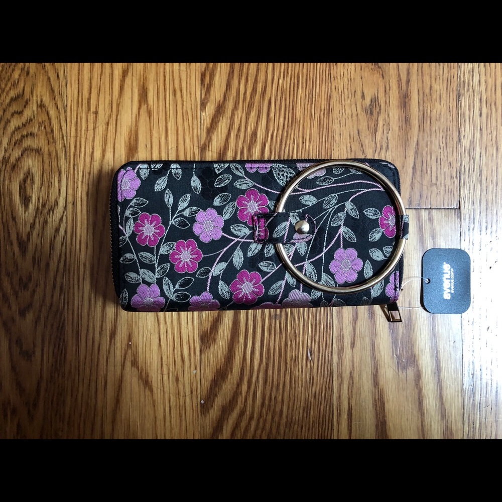 Floral Bangle Double Zip Wallet NWOT